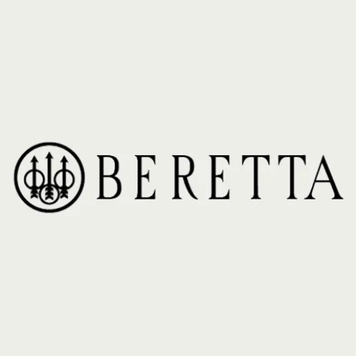 The image shows the Beretta logo, featuring a circular emblem with three upward-pointing arrows and a central line, followed by the word "BERETTA" in uppercase, elegant serif lettering on a light background.